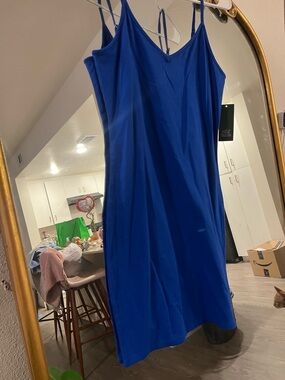 Target Royal Blue Slip Midi Dress with Spaghetti Straps